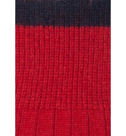 Calcetín de lana con cashmere rojo y azul marino 