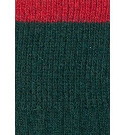 Calcetín de lana con cashmere verde y rojo